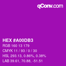 Color code: HEX #A00DB3 | qconv.com