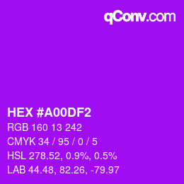 Color code: HEX #A00DF2 | qconv.com
