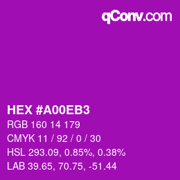 Color code: HEX #A00EB3 | qconv.com