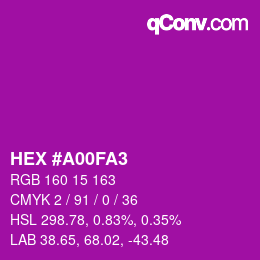 Color code: HEX #A00FA3 | qconv.com