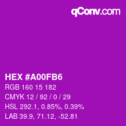 Color code: HEX #A00FB6 | qconv.com