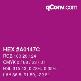 Color code: HEX #A0147C | qconv.com