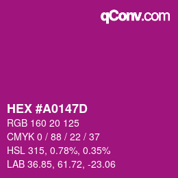 颜色代码: HEX #A0147D | qconv.com