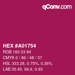カラーコード: HEX #A01754 | qconv.com