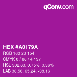 Color code: HEX #A0179A | qconv.com