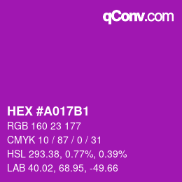 Color code: HEX #A017B1 | qconv.com