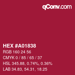 颜色代码: HEX #A01838 | qconv.com