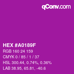 Color code: HEX #A0189F | qconv.com