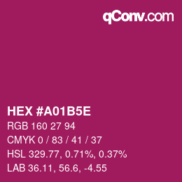 カラーコード: HEX #A01B5E | qconv.com