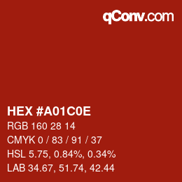 Color code: HEX #A01C0E | qconv.com