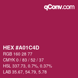Color code: HEX #A01C4D | qconv.com