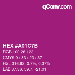 Color code: HEX #A01C7B | qconv.com