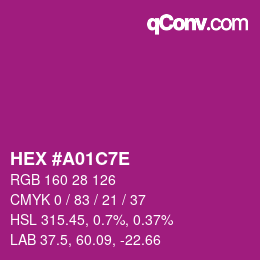 Farbcode: HEX #A01C7E | qconv.com