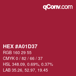 颜色代码: HEX #A01D37 | qconv.com