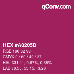 カラーコード: HEX #A0205D | qconv.com