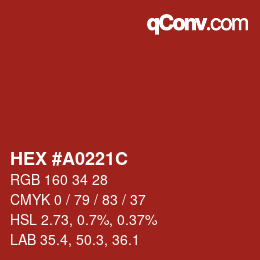 Color code: HEX #A0221C | qconv.com