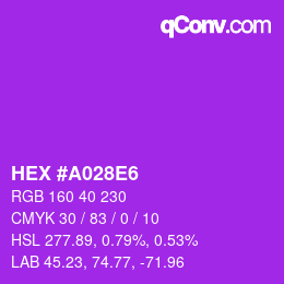 Color code: HEX #A028E6 | qconv.com