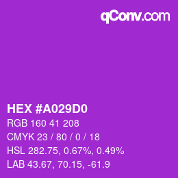 Color code: HEX #A029D0 | qconv.com