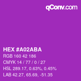 カラーコード: HEX #A02ABA | qconv.com