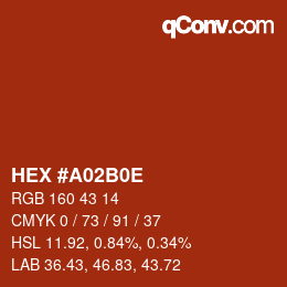 Color code: HEX #A02B0E | qconv.com