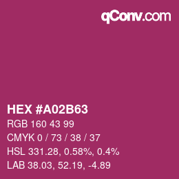 Código de color: HEX #A02B63 | qconv.com