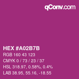カラーコード: HEX #A02B7B | qconv.com