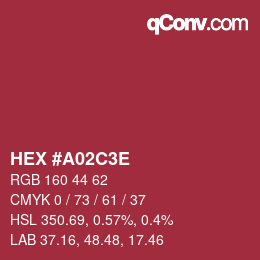 Color code: HEX #A02C3E | qconv.com
