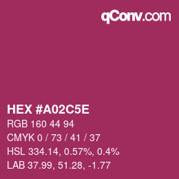 颜色代码: HEX #A02C5E | qconv.com