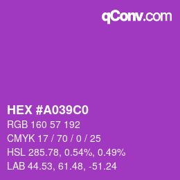 Color code: HEX #A039C0 | qconv.com