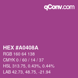 カラーコード: HEX #A0408A | qconv.com