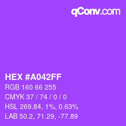カラーコード: HEX #A042FF | qconv.com