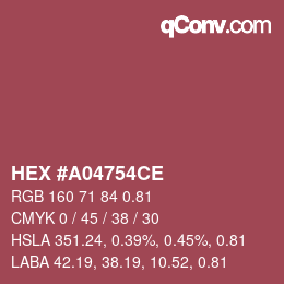 Farbcode: HEX #A04754CE | qconv.com