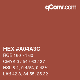 颜色代码: HEX #A04A3C | qconv.com