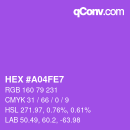 Farbcode: HEX #A04FE7 | qconv.com
