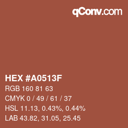 Color code: HEX #A0513F | qconv.com