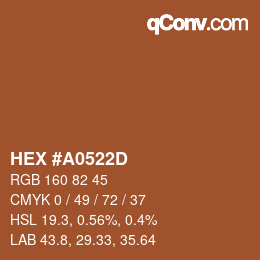 カラーコード: HEX #A0522D | qconv.com