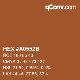 Code couleur: HEX #A0552B | qconv.com