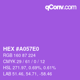 颜色代码: HEX #A057E0 | qconv.com