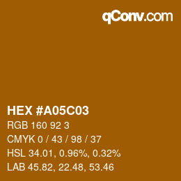 Farbcode: HEX #A05C03 | qconv.com