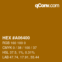 颜色代码: HEX #A06400 | qconv.com