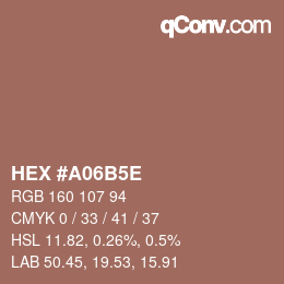 Color code: HEX #A06B5E | qconv.com