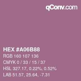 颜色代码: HEX #A06B88 | qconv.com