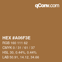 Color code: HEX #A06F3E | qconv.com