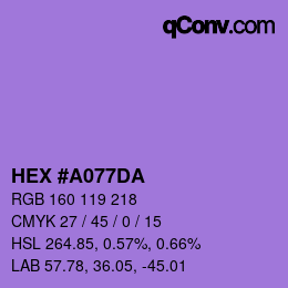 Farbcode: HEX #A077DA | qconv.com