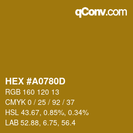 Color code: HEX #A0780D | qconv.com