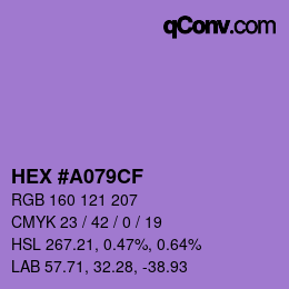 Color code: HEX #A079CF | qconv.com