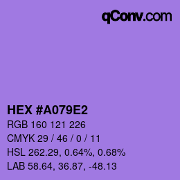颜色代码: HEX #A079E2 | qconv.com