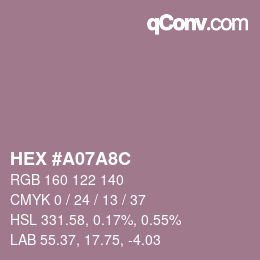 カラーコード: HEX #A07A8C | qconv.com
