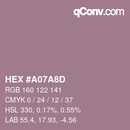Color code: HEX #A07A8D | qconv.com