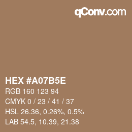 Color code: HEX #A07B5E | qconv.com